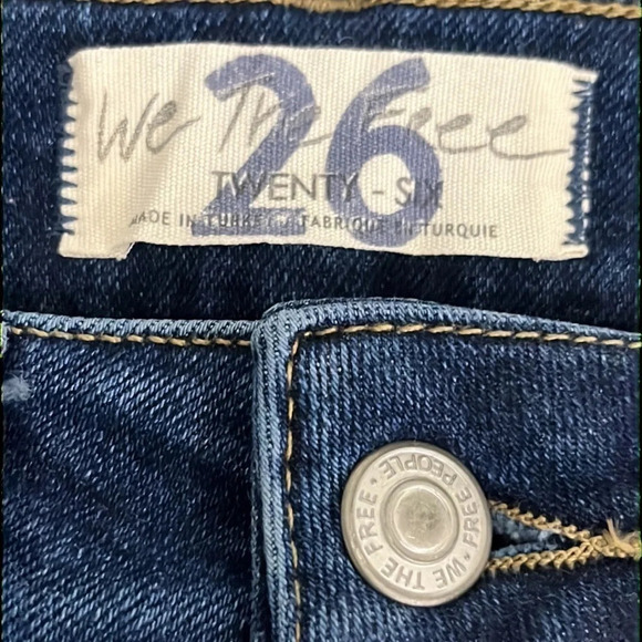 Free People/We The Free Raw Hem High Rise Skinny Jegging in Deep Indigo - Sz 26 - Picture 5 of 8
